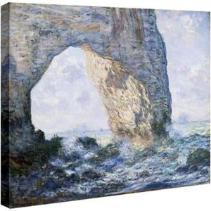imageWieco Art The Manneporte Canvas Prints Wall Art of Claude Monet Famous Oil Paintings Reproduction Classic Seascape Sea Beach Pictures Artwork Ready to Hang for Bedroom Bathroom Home Office16L x 12W