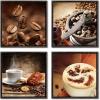 imageWieco Art Framed Canvas Wall Art Coffee Canvas Prints Wall Decor Brown Cup Pictures Paintings for Dining Room Kitchen Bar Home Decorations 4 Piece Large Modern Contemporary Artwork
