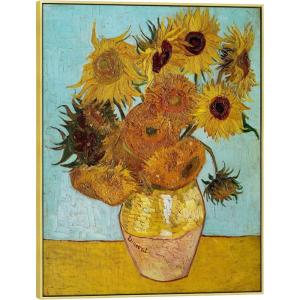 imageWieco Art Large Framed Canvas Wall Art Sunflower by Vincent Van Gogh Oil Paintings Reproduction Abstract Wall Decorations for Living Room Golden Frame Home Office Decorations