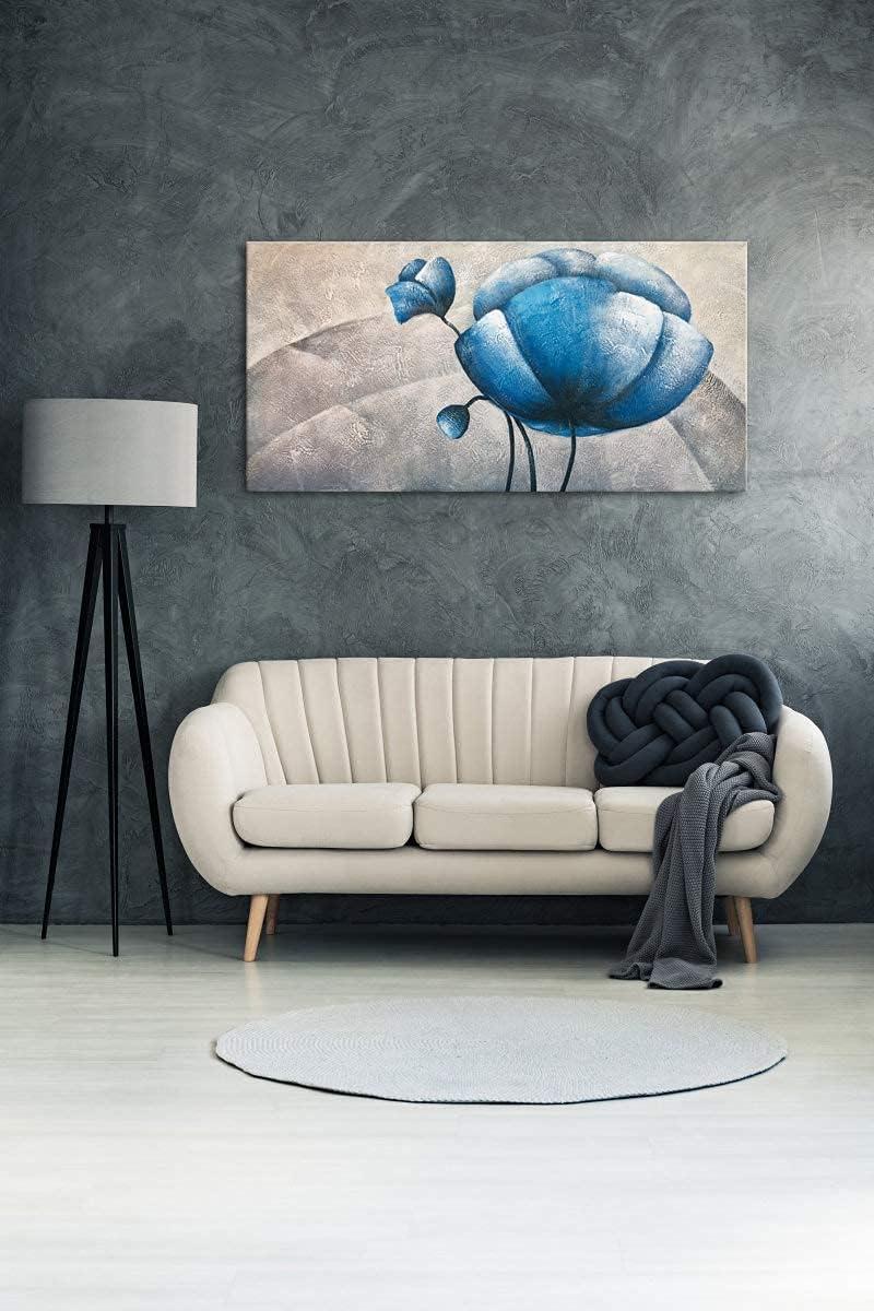 imageWieco Art 100 handpainted oil painting White Blue Abstract Botanic Paintings Wall Art on Canvas Mordern Canvas Wall Art for Living Room Bedroom Wall Decor Contemporary Artwork