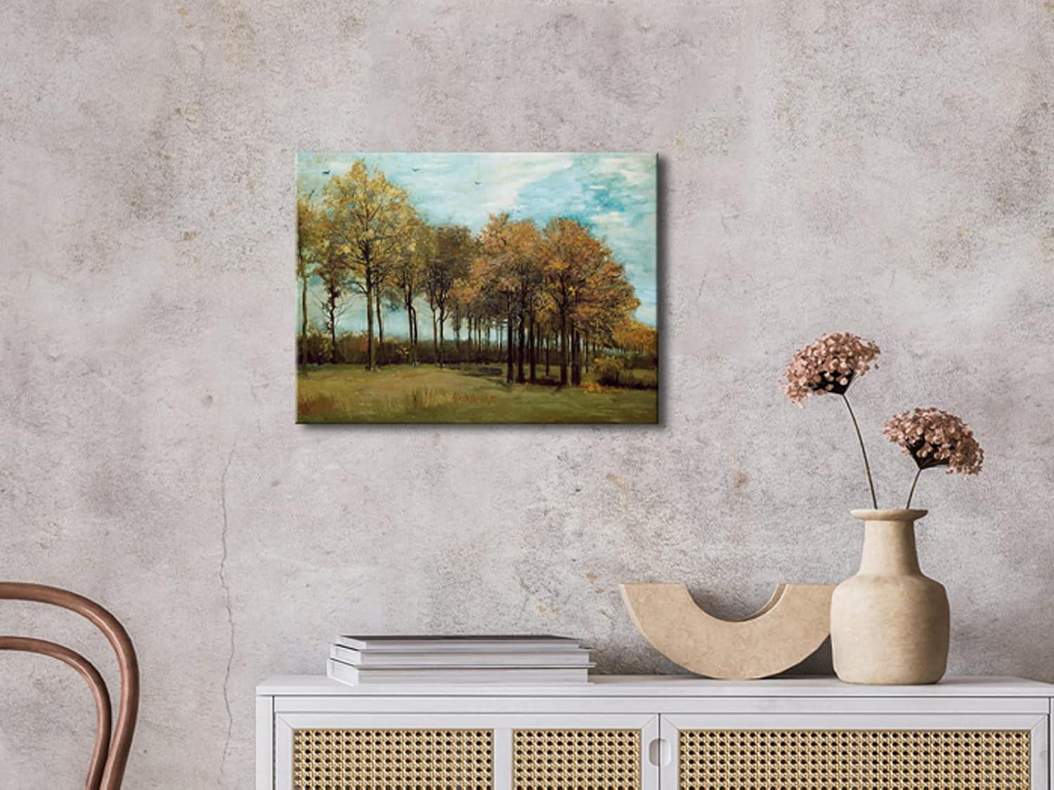 imageWieco Art Autumn Landscape 1885 Canvas Prints of Vincent Van Gogh Art Famous Paintings Reproduction Tree Forest Pictures Artwork Wall Art for Home Decor and Wall Decorations16L x 12W