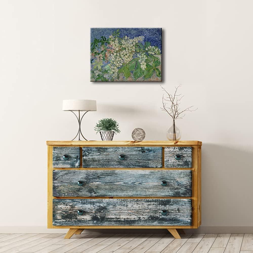 imageWieco Art Blossoming Chestnut Branches Canvas Prints of Vincent Van Gogh Art Famous Paintings Reproduction Classical Flower Pictures Artwork Wall Art for Home Decor and Wall Decorations