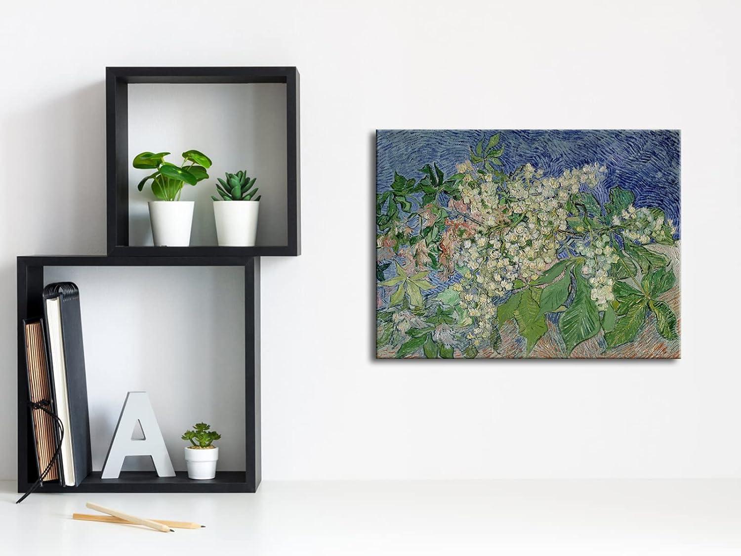 imageWieco Art Blossoming Chestnut Branches Canvas Prints of Vincent Van Gogh Art Famous Paintings Reproduction Classical Flower Pictures Artwork Wall Art for Home Decor and Wall Decorations