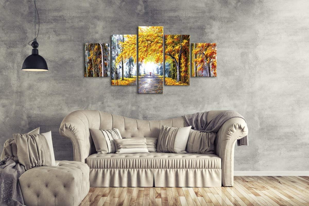 imageWieco Art Large Autumn Love Modern Giclee Canvas Prints Artwork 5 Panels Abstract Landscape Pictures to Photo Printed on Canvas Wall Art for Living Room Bedroom Office Decor12x16inchx2pcs 12x24inchx2pcs 12x32inchx1pc