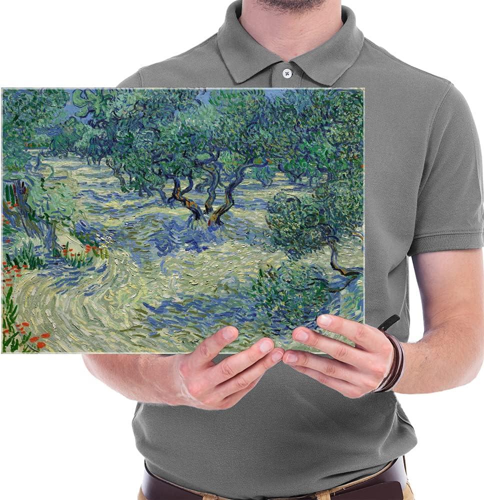 imageWieco Art Olive Grove Canvas Print of Vincent Van Gogh Wall Art Paintings Reproduction Field Pictures Artwork for Living Room Wall Decor and Home Decorations