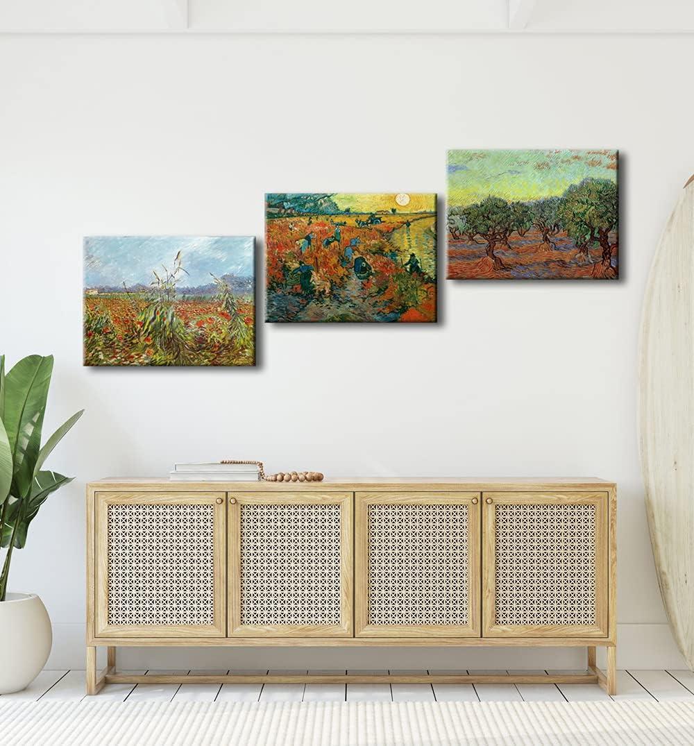 imageWieco Art Olive GroveDer rote WeinbergGreen Ears of Wheat Canvas Prints of Vincent Van Gogh Canvas Wall Art Famous Paintings Reproduction Pictures Artwork Wall Art for Home Decor