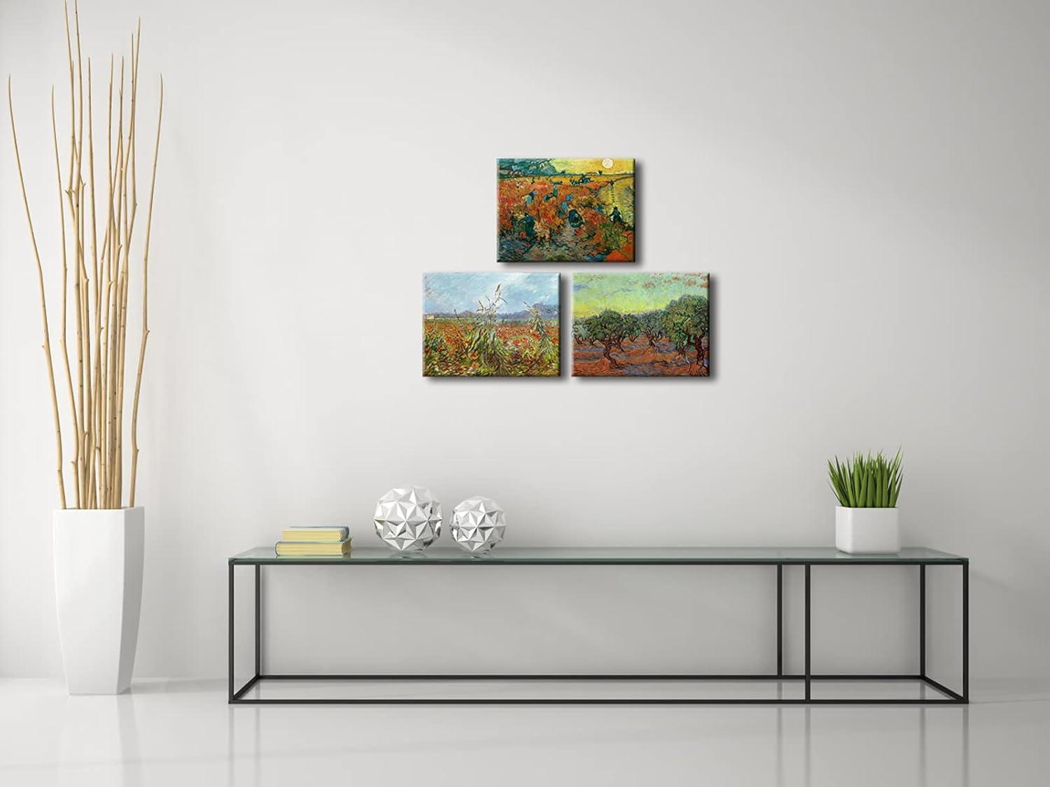 imageWieco Art Olive GroveDer rote WeinbergGreen Ears of Wheat Canvas Prints of Vincent Van Gogh Canvas Wall Art Famous Paintings Reproduction Pictures Artwork Wall Art for Home Decor