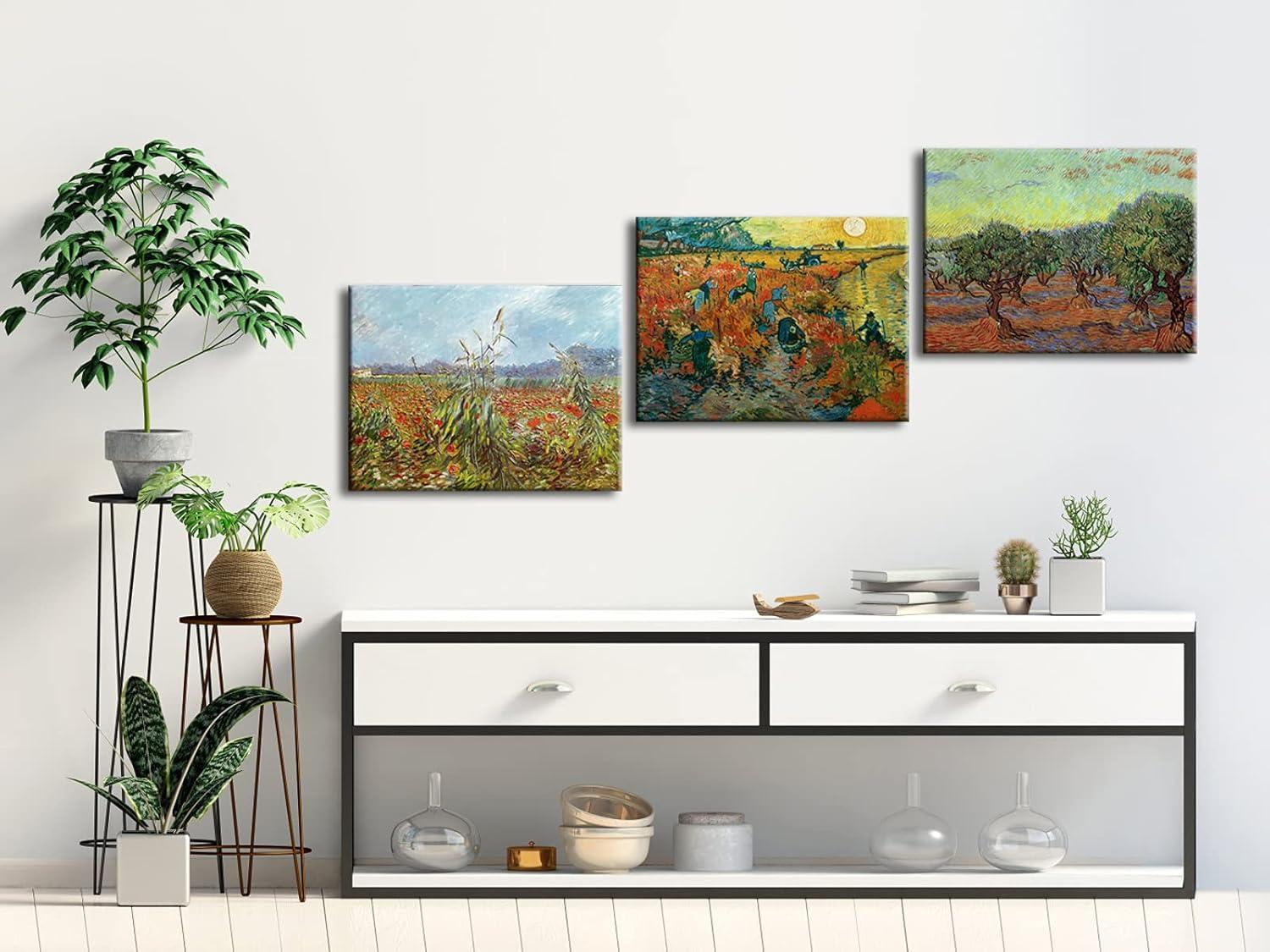 imageWieco Art Olive GroveDer rote WeinbergGreen Ears of Wheat Canvas Prints of Vincent Van Gogh Canvas Wall Art Famous Paintings Reproduction Pictures Artwork Wall Art for Home Decor