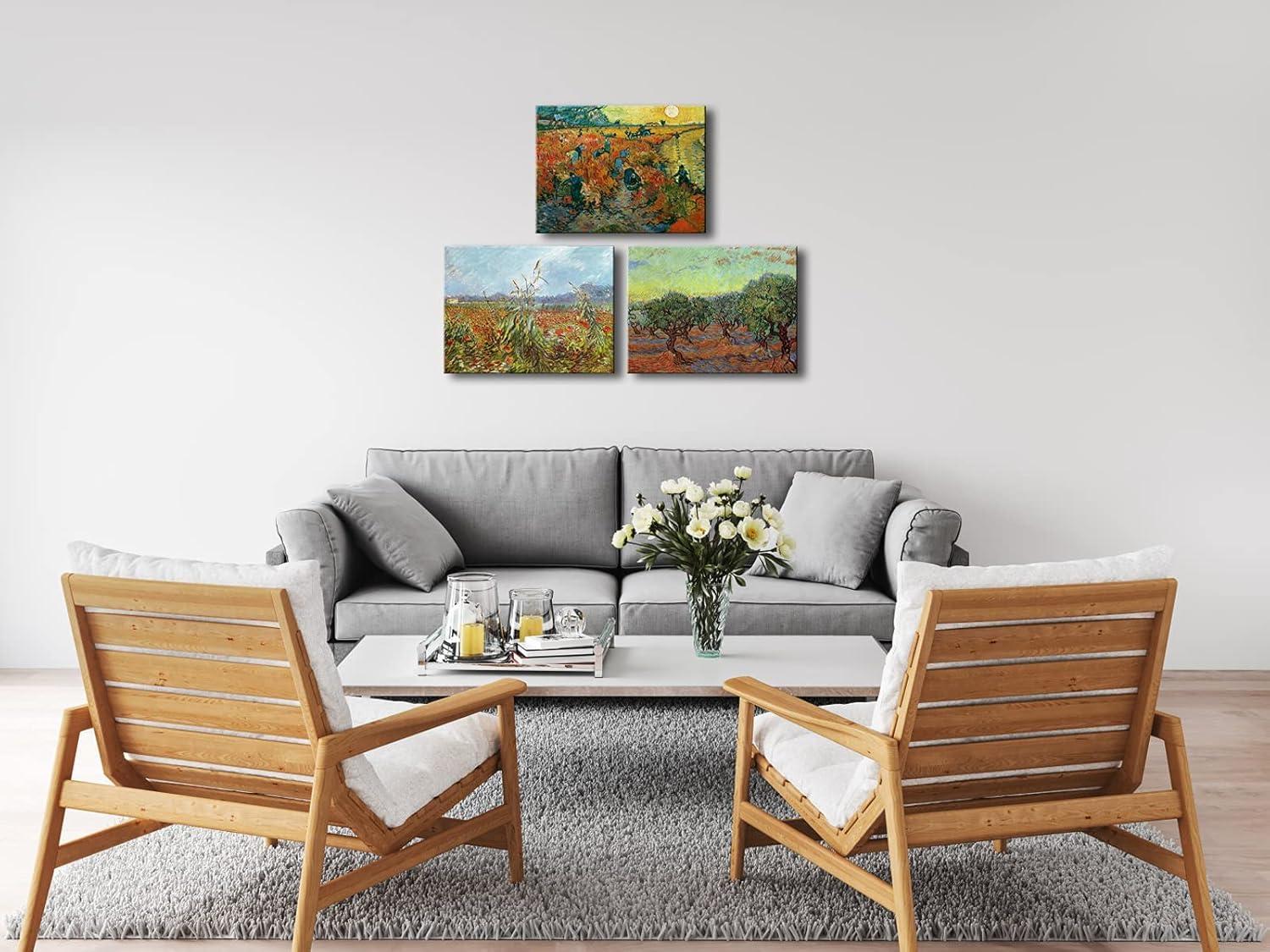 imageWieco Art Olive GroveDer rote WeinbergGreen Ears of Wheat Canvas Prints of Vincent Van Gogh Canvas Wall Art Famous Paintings Reproduction Pictures Artwork Wall Art for Home Decor