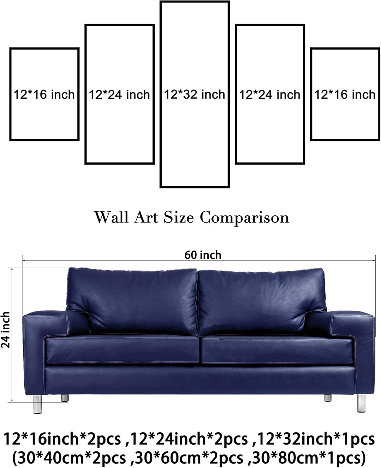 imageWieco Art Peaceful Waterfall 5 Panels Large Canvas Paintings Wall Art Modern Gallery Wrapped Landscape Forest Giclee Canvas Print Artwork Photo Pictures for Living Room Bedroom Home Decorations L12x16inchx2pcs 12x24inchx2pcs 12x32inchx1pc