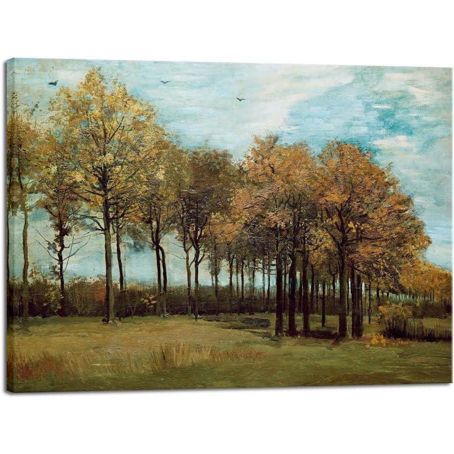 imageWieco Art Autumn Landscape 1885 Canvas Prints of Vincent Van Gogh Art Famous Paintings Reproduction Tree Forest Pictures Artwork Wall Art for Home Decor and Wall Decorations28L x 20W