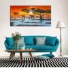 imageWieco Art Elephant Family Large Modern 5 Piece Gallery Wrapped African Landscape Giclee Canvas Prints Artwork Animals Paintings Reproduction Pictures on Canvas Wall Art for Bedroom Home Decor L48L x 24W