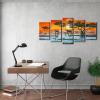 imageWieco Art Elephant Family Large Modern 5 Piece Gallery Wrapped African Landscape Giclee Canvas Prints Artwork Animals Paintings Reproduction Pictures on Canvas Wall Art for Bedroom Home Decor L10x16inchx2pcs 10x20inchx2pcs 10x24inchx1pc