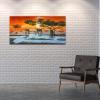 imageWieco Art Elephant Family Large Modern 5 Piece Gallery Wrapped African Landscape Giclee Canvas Prints Artwork Animals Paintings Reproduction Pictures on Canvas Wall Art for Bedroom Home Decor L48L x 24W