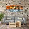 imageWieco Art Elephant Family Large Modern 5 Piece Gallery Wrapped African Landscape Giclee Canvas Prints Artwork Animals Paintings Reproduction Pictures on Canvas Wall Art for Bedroom Home Decor L10x16inchx2pcs 10x20inchx2pcs 10x24inchx1pc