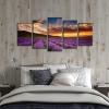 imageWieco Art Lavender Field Abstract Canvas Prints Wall Art Purple Flowers Picture 5 Panels Modern Landscape Giclee for Living Room Bedroom Home Office Decorations