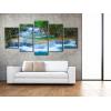 imageWieco Art Peaceful Waterfall 5 Panels Large Canvas Paintings Wall Art Modern Gallery Wrapped Landscape Forest Giclee Canvas Print Artwork Photo Pictures for Living Room Bedroom Home Decorations L16x24inchx2pcs 16x32inchx2pcs 16x40inchx1pc