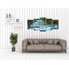 imageWieco Art Peaceful Waterfall 5 Panels Large Canvas Paintings Wall Art Modern Gallery Wrapped Landscape Forest Giclee Canvas Print Artwork Photo Pictures for Living Room Bedroom Home Decorations L10x16inchx2pcs 10x20inchx2pcs 10x24inchx1pc