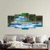 imageWieco Art Peaceful Waterfall 5 Panels Large Canvas Paintings Wall Art Modern Gallery Wrapped Landscape Forest Giclee Canvas Print Artwork Photo Pictures for Living Room Bedroom Home Decorations L10x16inchx2pcs 10x20inchx2pcs 10x24inchx1pc