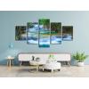 imageWieco Art Peaceful Waterfall 5 Panels Large Canvas Paintings Wall Art Modern Gallery Wrapped Landscape Forest Giclee Canvas Print Artwork Photo Pictures for Living Room Bedroom Home Decorations L12x16inchx2pcs 12x24inchx2pcs 12x32inchx1pc