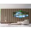 imageWieco Art Peaceful Waterfall 5 Panels Large Canvas Paintings Wall Art Modern Gallery Wrapped Landscape Forest Giclee Canvas Print Artwork Photo Pictures for Living Room Bedroom Home Decorations L16x24inchx2pcs 16x32inchx2pcs 16x40inchx1pc
