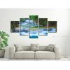 imageWieco Art Peaceful Waterfall 5 Panels Large Canvas Paintings Wall Art Modern Gallery Wrapped Landscape Forest Giclee Canvas Print Artwork Photo Pictures for Living Room Bedroom Home Decorations L12x16inchx2pcs 12x24inchx2pcs 12x32inchx1pc