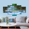 imageWieco Art Peaceful Waterfall 5 Panels Large Canvas Paintings Wall Art Modern Gallery Wrapped Landscape Forest Giclee Canvas Print Artwork Photo Pictures for Living Room Bedroom Home Decorations L12x16inchx2pcs 12x24inchx2pcs 12x32inchx1pc