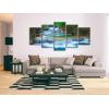 imageWieco Art Peaceful Waterfall 5 Panels Large Canvas Paintings Wall Art Modern Gallery Wrapped Landscape Forest Giclee Canvas Print Artwork Photo Pictures for Living Room Bedroom Home Decorations L16x24inchx2pcs 16x32inchx2pcs 16x40inchx1pc