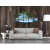 imageWieco Art Peaceful Waterfall 5 Panels Large Canvas Paintings Wall Art Modern Gallery Wrapped Landscape Forest Giclee Canvas Print Artwork Photo Pictures for Living Room Bedroom Home Decorations L10x16inchx2pcs 10x20inchx2pcs 10x24inchx1pc