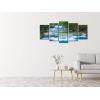 imageWieco Art Peaceful Waterfall 5 Panels Large Canvas Paintings Wall Art Modern Gallery Wrapped Landscape Forest Giclee Canvas Print Artwork Photo Pictures for Living Room Bedroom Home Decorations L10x16inchx2pcs 10x20inchx2pcs 10x24inchx1pc