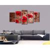 imageWieco Art Red Poppies on Brown 5 Panels Modern Gallery Wrapped Floral Giclee Canvas Print Flowers Pictures to Photo Paintings on Canvas Wall Art Work Ready to Hang for Living Room Home Decor L14x24inchx2pcs 14x28inchx2pcs 14x32inchx1pc