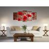imageWieco Art Red Poppies on Brown 5 Panels Modern Gallery Wrapped Floral Giclee Canvas Print Flowers Pictures to Photo Paintings on Canvas Wall Art Work Ready to Hang for Living Room Home Decor L14x24inchx2pcs 14x28inchx2pcs 14x32inchx1pc
