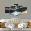 imageWieco Art Yellow Beach Canvas Prints Wall Art Sunset Ocean Sea Pictures Paintings for Living Room Bedroom Home Decorations Modern 5 Panels Stretched and Framed Seascape Artwork 5pcsSet