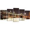 imageWieco Art 5 Piece Giclee Canvas Prints Wall Art The Brooklyn Bridge Landscape Pictures Photo Paintings for Living Room Bedroom Home Decorations Modern Stretched and Framed City Skyline Art Work