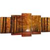 imageWieco Art Autumn Forest Large Modern 5 Panels Gallery Wrapped Giclee Canvas Print Landscape Pictures Paintings on Canvas Wall Art Work Ready to Hang for Living Room Home Office Decor L10x16inchx2pcs 10x20inchx2pcs 10x24inchx1pc