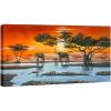imageWieco Art Elephant Family Large Modern 5 Piece Gallery Wrapped African Landscape Giclee Canvas Prints Artwork Animals Paintings Reproduction Pictures on Canvas Wall Art for Bedroom Home Decor L48L x 24W
