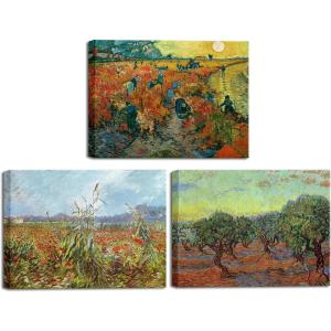 imageWieco Art Olive GroveDer rote WeinbergGreen Ears of Wheat Canvas Prints of Vincent Van Gogh Canvas Wall Art Famous Paintings Reproduction Pictures Artwork Wall Art for Home Decor