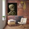 imageWieco Art Large Framed Art Skull of a Skeleton with Burning Cigarette1886 by Vincent Van Gogh Canvas Wall Art for Home Office Bedroom Decoration Canvas Prints Black Framed