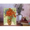 image:imageWieco Art Framed Wall Art of Red Poppies and Daisies by Vincent Van Gogh Paintings Reproduction Abstract Canvas Prints for Home Living Room Decorations Bronze Gold Frame16L x 12W