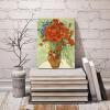 image:imageWieco Art Framed Wall Art of Red Poppies and Daisies by Vincent Van Gogh Paintings Reproduction Abstract Canvas Prints for Home Living Room Decorations Bronze Gold Frame16L x 12W