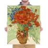 image:imageWieco Art Framed Wall Art of Red Poppies and Daisies by Vincent Van Gogh Paintings Reproduction Abstract Canvas Prints for Home Living Room Decorations Bronze Gold Frame24L x 20W