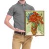 image:imageWieco Art Framed Wall Art of Red Poppies and Daisies by Vincent Van Gogh Paintings Reproduction Abstract Canvas Prints for Home Living Room Decorations Bronze Gold Frame175L x 135W