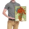 image:imageWieco Art Framed Wall Art of Red Poppies and Daisies by Vincent Van Gogh Paintings Reproduction Abstract Canvas Prints for Home Living Room Decorations Bronze Gold Frame17L x 13W