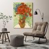 image:imageWieco Art Framed Wall Art of Red Poppies and Daisies by Vincent Van Gogh Paintings Reproduction Abstract Canvas Prints for Home Living Room Decorations Bronze Gold Frame32L x 24W