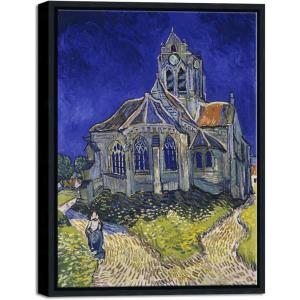 image:imageWieco Art Black Framed Canvas Wall Art Church at Auvers by Vincent Van Gogh Famous Paintings Reproduction Modern Classic Abstract Artwork for Wall Decor Home Office Decorations17L x 13W