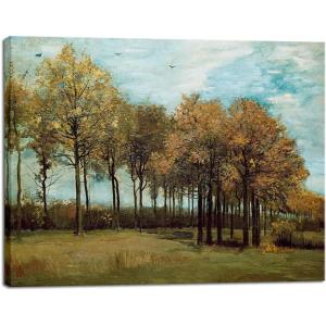 image:imageWieco Art Framed Autumn Landscape 1885 Canvas Prints of Vincent Van Gogh Art Famous Paintings Reproduction Tree Forest Pictures Artwork Wall Art for Home Decor and Wall Decorations Bronze Gold Frame16L x 12W