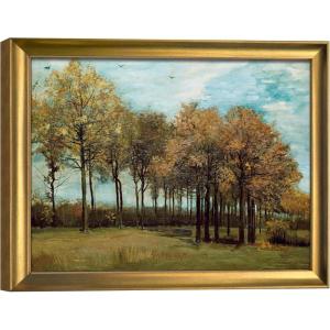 image:imageWieco Art Framed Autumn Landscape 1885 Canvas Prints of Vincent Van Gogh Art Famous Paintings Reproduction Tree Forest Pictures Artwork Wall Art for Home Decor and Wall Decorations Bronze Gold Frame17L x 13W
