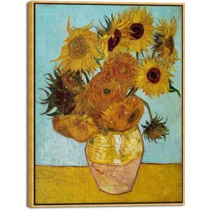 image:imageWieco Art Large Framed Wall Art of Sunflower by Van Gogh Paintings Reproduction Abstract Canvas Prints for Home Living Room Decorations Bronze Gold Frame