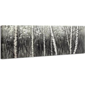 image:imageWieco Art The Birch Forest Canvas Prints Wall Art Grey Trees Oil Paintings Reproduction Pictures for Living Room Bedroom Home Decorations Modern Stretched and Framed Tree Landscape Giclee Artwork