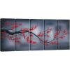 image:imageWieco Art Red Plum Blossom 5 Piece Giclee Canvas Prints Wall Art By Floral Oil Paintings Reproduction Pictures for Living Room Bedroom Home Decorations Modern Stretched and Framed Flowers Artwork